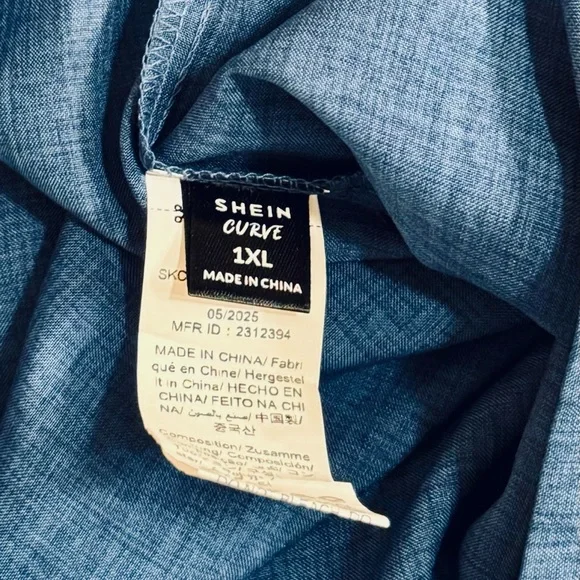 SHEIN Blue Short-Sleeve Asymmetrical Collar Blouse - Picture 4 of 8